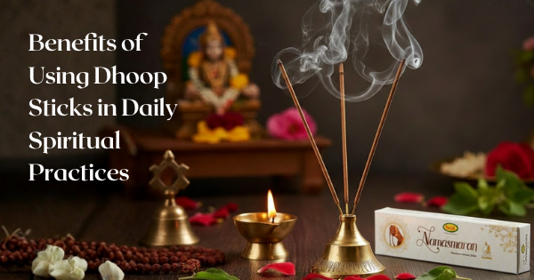 Dhoop sticks burning during daily spiritual practice with natural aroma, diya, and devotional setup.